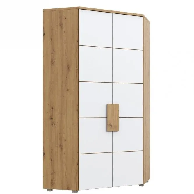szafa z półkami drewniana z białymi drzwiami